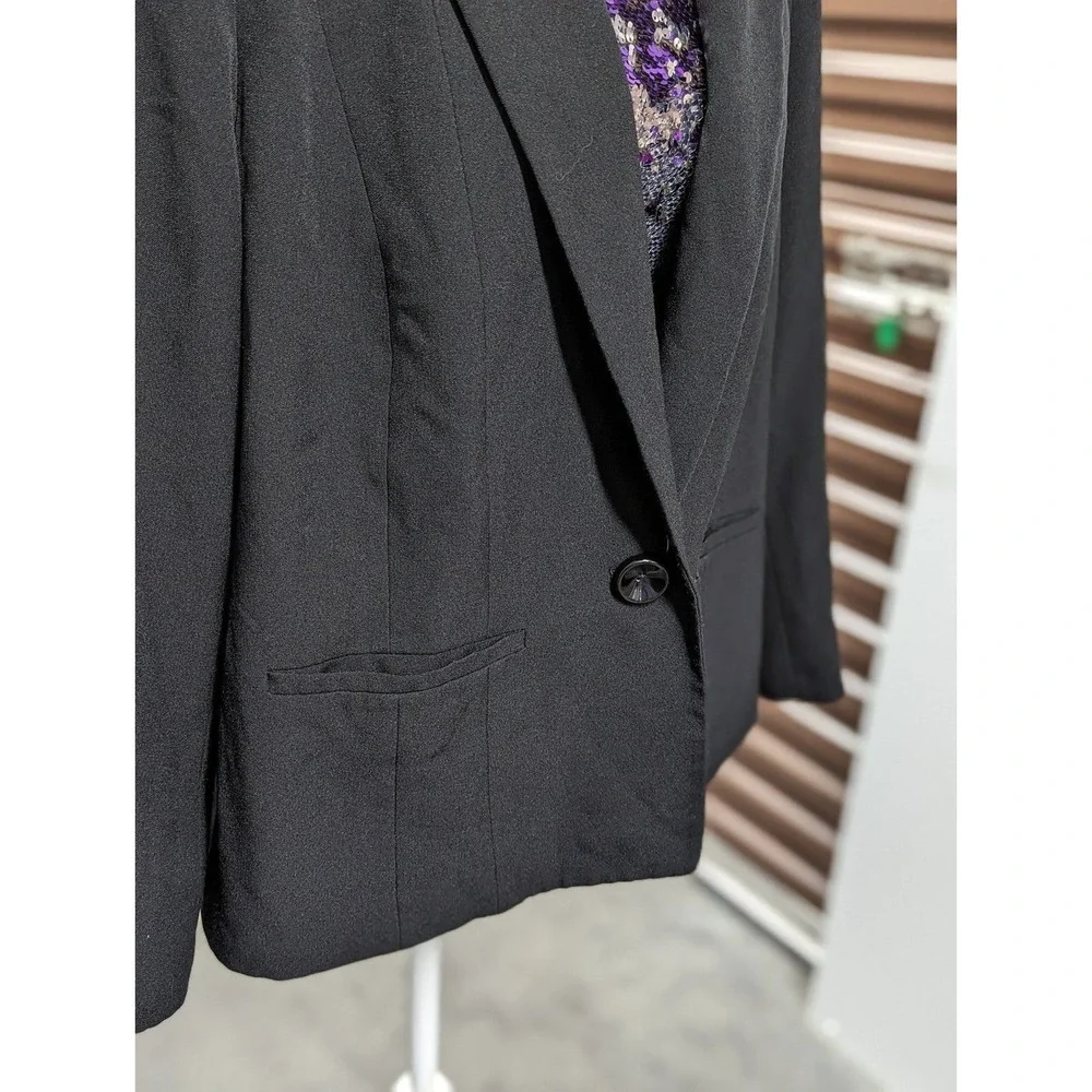 Quiet Luxury Vintage Kasper Black Single Button Career Blazer Plus Size Workwear